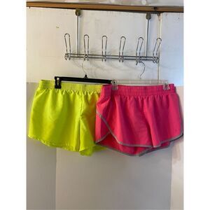 Danskin large 12-14 gym shorts lot neon yellow and pink